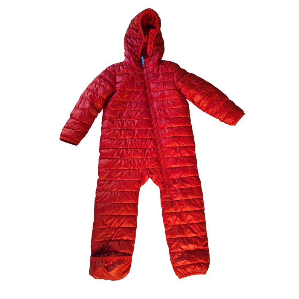 Primary Red Puffer Bunting Hooded Quilted One Piece Snowsuit 18-24 Months